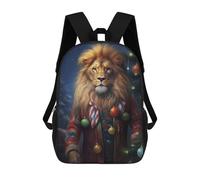 sinyumoney Zaini Per Bambini Tiger Otherworldly Borsa Da Scuola Stampato 3D Per Bambini Zaino Da Viaggio Alla Moda Per Studenti, Leone di Natale, 17"