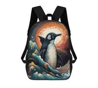sinyumoney Zaini Per Bambini Tiger Otherworldly Borsa Da Scuola Stampato 3D Per Bambini Zaino Da Viaggio Alla Moda Per Studenti, Penguin Japan Design, 17"