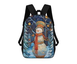 sinyumoney Zaini Per Bambini Tiger Otherworldly Borsa Da Scuola Stampato 3D Per Bambini Zaino Da Viaggio Alla Moda Per Studenti, Colorful Xmas Snowman, 17"