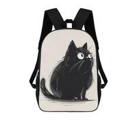 sinyumoney Zaini Per Bambini Turtle Style Borsa Da Scuola Stampato 3D Per Bambini Zaino Da Viaggio Alla Moda Per Studenti, Funny Black Cat Art, 17"