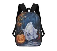 sinyumoney Zaini Per Bambini Twisted Figures Zaino Scuola Stampato In 3D Per Bambini Zaini Da Viaggio Alla Moda Per Bambini Studenti Scuola, Ghostly Halloween Forest, 17"