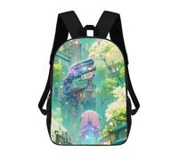 sinyumoney Zaini Per Bambini Utopian Neon Cityscape Zaino Scolastico Per Bambini Stampato in 3D Zaini Scolastici Alla Moda Per Bambini Studenti 17inch