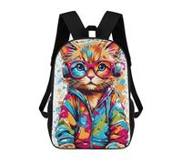 sinyumoney Zaini Per Bambini Wolf Amido Rose Zaino Scuola Scuola Scuola Zaino Per Bambini Borsa Da Viaggio Zaino Libri Stampato 3D Per Ragazzi E Ragazze, Colorful Cat In Style, 17"