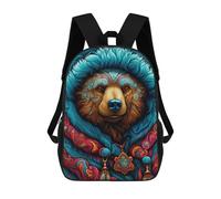sinyumoney Zaini Per Bambini, Zaini Scolastici, Borse Per La Scuola, Zaini Da Viaggio, Borse Per Libri, Zaini Stampati in 3D Colorful Bear Portrait-10 Zaino Per Bambini E Bambine 17inch