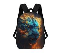 sinyumoney Zaini Per Bambini, Zaini Scolastici, Borse Per La Scuola, Zaini Da Viaggio, Borse Per Libri, Zaini Stampati in 3D Flaming Tiger Portrait -13 Zaino Per Bambini E Bambine 17inch