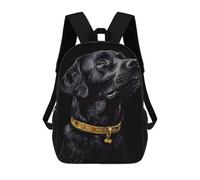 sinyumoney Zaini Per Bambini, Zaini Scolastici, Borse Per La Scuola, Zaini Da Viaggio, Borse Per Libri, Zaini Stampati in 3D Black & Gold Labrador Zaino Per Bambini E Bambine 17inch