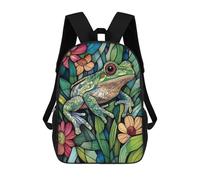 sinyumoney Zaini Per Bambini, Zaini Scolastici, Borse Per La Scuola, Zaini Da Viaggio, Borse Per Libri, Zaini Stampati in 3D Stained Glass Frog Zaino Per Bambini E Bambine 17inch