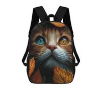 sinyumoney Zaini Per Bambini, Zaini Scolastici, Borse Per La Scuola, Zaini Da Viaggio, Borse Per Libri, Zaini Stampati in 3D Autumn Leaves And Orange Tabby Cat Zaino Per Bambini E Bambine 17inch