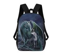 sinyumoney Zaini Per Bambini, Zaini Scolastici, Borse Per La Scuola, Zaini Da Viaggio, Borse Per Libri, Zaini Stampati in 3D Dragon And Unicorn in Snowstorm Zaino Per Bambini E Bambine 17inch