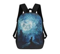 sinyumoney Zaini Per Bambini, Zaini Scolastici, Borse Per La Scuola, Zaini Da Viaggio, Borse Per Libri, Zaini Stampati in 3D Black Cat Under Full Moon Zaino Per Bambini E Bambine 17inch