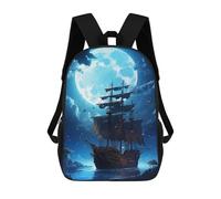 sinyumoney Zaini Per Bambini, Zaini Scolastici, Borse Per La Scuola, Zaini Da Viaggio, Borse Per Libri, Zaini Stampati in 3D Pirate Ship 01 Zaino Per Bambini E Bambine 17inch