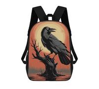 sinyumoney Zaini Per Bambini, Zaini Scolastici, Borse Per La Scuola, Zaini Da Viaggio, Borse Per Libri, Zaini Stampati in 3D Raven on A Branch at Sunset Zaino Per Bambini E Bambine 17inch