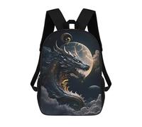 sinyumoney Zaini Per Bambini, Zaini Scolastici, Borse Per La Scuola, Zaini Da Viaggio, Borse Per Libri, Zaini Stampati in 3D Dragon Moonlit Sky -4 Zaino Per Bambini E Bambine 17inch