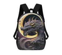 sinyumoney Zaini Per Bambini, Zaini Scolastici, Borse Per La Scuola, Zaini Da Viaggio, Borse Per Libri, Zaini Stampati in 3D Epic Dragon Moon Artwork Zaino Per Bambini E Bambine 17inch