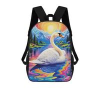 sinyumoney Zaini Per Bambini, Zaini Scolastici, Borse Per La Scuola, Zaini Da Viaggio, Borse Per Libri, Zaini Stampati in 3D Swan Serenity A Colorful Landscape Zaino Per Bambini E Bambine 17inch