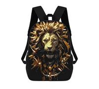 sinyumoney Zaini Per Bambini, Zaini Scolastici, Borse Per La Scuola, Zaini Da Viaggio, Borse Per Libri, Zaini Stampati in 3D Golden Lion Abstract Art Zaino Per Bambini E Bambine 17inch