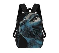 sinyumoney Zaini Per Bambini, Zaini Scolastici, Borse Per La Scuola, Zaini Da Viaggio, Borse Per Libri, Zaini Stampati in 3D Blue Cat Portrait Zaino Per Bambini E Bambine 17inch