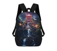 sinyumoney Zaini Per Bambini, Zaini Scolastici, Borse Per La Scuola, Zaini Da Viaggio, Borse Per Libri, Zaini Stampati in 3D Fantasy Temple in Japan Zaino Per Bambini E Bambine 17inch