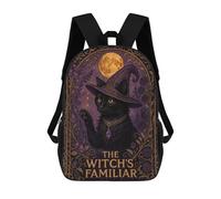 sinyumoney Zaini Per Bambini, Zaini Scolastici, Borse Per La Scuola, Zaini Da Viaggio, Borse Per Libri, Zaini Stampati in 3D Witch Familiar Black Cat Fantasy Art Zaino Per Bambini E Bambine 17inch