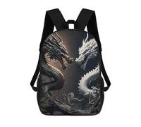 sinyumoney Zaini Per Bambini, Zaini Scolastici, Borse Per La Scuola, Zaini Da Viaggio, Borse Per Libri, Zaini Stampati in 3D Black And White Dragons Confrontation Zaino Per Bambini E Bambine 17inch