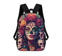 sinyumoney Zaini Per Bambini, Zaini Scolastici, Borse Per La Scuola, Zaini Da Viaggio, Borse Per Libri, Zaini Stampati in 3D Day of The Dead Portrait Zaino Per Bambini E Bambine 17inch