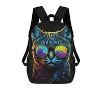 sinyumoney Zaini Per Bambini, Zaini Scolastici, Borse Per La Scuola, Zaini Da Viaggio, Borse Per Libri, Zaini Stampati in 3D Neon Cool Cat Zaino Per Bambini E Bambine 17inch