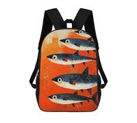 sinyumoney Zaini Per Bambini, Zaini Scolastici, Borse Per La Scuola, Zaini Da Viaggio, Borse Per Libri, Zaini Stampati in 3D School of Fish on Orange Background Zaino Per Bambini E Bambine 17inch