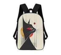 sinyumoney Zaini Per Bambini Zaino Scolastico Abstract Black Cat Vector Portrait with Red Eyes Borsa Scolastica Stampata in 3D Per Ragazzi Studenti Delle Scuole Elementari E Medie 17inch
