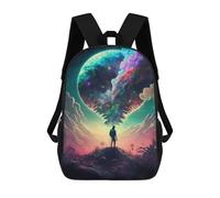 sinyumoney Zaini Per Bambini Zaino Scolastico Alien Landscape with Astronaut -1 Borsa Scolastica Stampata in 3D Per Ragazzi Studenti Delle Scuole Elementari E Medie 17inch
