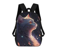 sinyumoney Zaini Per Bambini Zaino Scolastico Cosmic Feline Profile-1 Borsa Scolastica Stampata in 3D Per Ragazzi Studenti Delle Scuole Elementari E Medie 17inch