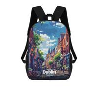 sinyumoney Zaini Per Bambini Zaino Scolastico Dublin, Ireland Street View Illustration Borsa Scolastica Stampata in 3D Per Ragazzi Studenti Delle Scuole Elementari E Medie 17inch