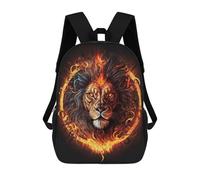 sinyumoney Zaini Per Bambini Zaino Scolastico Flaming Lion Artwork -8 Borsa Scolastica Stampata in 3D Per Ragazzi Studenti Delle Scuole Elementari E Medie 17inch
