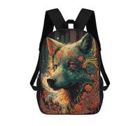 sinyumoney Zaini Per Bambini Zaino Scolastico Floral Wolf Portrait -1 Borsa Scolastica Stampata in 3D Per Ragazzi Studenti Delle Scuole Elementari E Medie 17inch