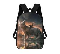 sinyumoney Zaini Per Bambini Zaino Scolastico Fox And Squirrel in Moonlight Borsa Scolastica Stampata in 3D Per Ragazzi Studenti Delle Scuole Elementari E Medie 17inch