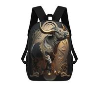 sinyumoney Zaini Per Bambini Zaino Scolastico Golden Bull Sculpture Borsa Scolastica Stampata in 3D Per Ragazzi Studenti Delle Scuole Elementari E Medie 17inch