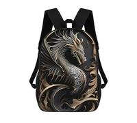 sinyumoney Zaini Per Bambini Zaino Scolastico Golden Dragon Illustration-9 Borsa Scolastica Stampata in 3D Per Ragazzi Studenti Delle Scuole Elementari E Medie 17inch