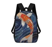 sinyumoney Zaini Per Bambini Zaino Scolastico Koi Fish Mosaic Art Borsa Scolastica Stampata in 3D Per Ragazzi Studenti Delle Scuole Elementari E Medie 17inch