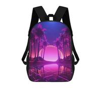 sinyumoney Zaini Per Bambini Zaino Scolastico Neon Palm Sunset Borsa Scolastica Stampata in 3D Per Ragazzi Studenti Delle Scuole Elementari E Medie 17inch