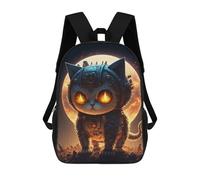 sinyumoney Zaini Per Bambini Zaino Scolastico Steampunk Cat with Glowing Eyes Borsa Scolastica Stampata in 3D Per Ragazzi Studenti Delle Scuole Elementari E Medie 17inch