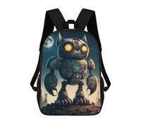 sinyumoney Zaini Per Bambini Zaino Scolastico Steampunk Robot Cat Art Borsa Scolastica Stampata in 3D Per Ragazzi Studenti Delle Scuole Elementari E Medie 17inch