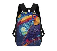 sinyumoney Zaini Per Bambini Zaino Scolastico Toucan in Starry Night Style Borsa Scolastica Stampata in 3D Per Ragazzi Studenti Delle Scuole Elementari E Medie 17inch