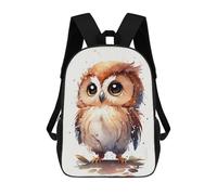sinyumoney Zaini Per Bambini Zaino Scolastico Watercolor Owl Art Print Borsa Scolastica Stampata in 3D Per Ragazzi Studenti Delle Scuole Elementari E Medie 17inch