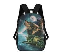 sinyumoney Zaini Per Bambini Zaino Scolastico Wolves Under The Moonlit Sky Borsa Scolastica Stampata in 3D Per Ragazzi Studenti Delle Scuole Elementari E Medie 17inch