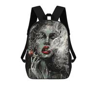 sinyumoney Zaini Rosa Cherry Blossom Cave Zaino Scuola Bambini Borsa Scuola Borsa Stampata 3D Sacchetti Scuola Per Ragazzi Scuola Primaria E Medio, Smoking Lady with Red Lips, 17"