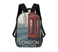 sinyumoney Zaini scolastici per bambini, con stampa 3D, graziosi sacchetti da viaggio da viaggio a Jerusalem zaini casual per bambini, per ragazze e donne, London Calling Red Telephone Booth Art, 17"