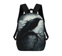 sinyumoney Zaini scolastici per bambini, con stampa 3D, graziosi sacchetti da viaggio Desert Wanderer Under A Giant Moon Zaini casual per bambini, per ragazze e donne, Dark Raven On Branch, 17"