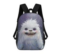 sinyumoney Zaini scolastici per bambini, con stampa 3D, graziosi sacchetti da viaggio Desert Wanderer Under A Giant Moon Zaini casual per bambini, per ragazze e donne, Carino Yeti Monster, 17"