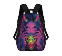 sinyumoney Zaini scolastici per bambini, con stampa 3D, graziosi sacchetti da viaggio Desert Wanderer Under A Giant Moon Zaini casual per bambini, per ragazze e donne, Demon Girl With Skull, 17"