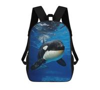 sinyumoney Zaini scolastici per bambini, con stampa 3D, graziosi sacchetti da viaggio Girl Gazing at Whales Zaini casual per bambini, per ragazze e donne, Underwater Orca Ritratto, 17"