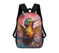 sinyumoney Zaini scolastici per bambini, con stampa 3D, graziosi sacchetti da viaggio Gorilla with Headphones Zaini casual per bambini, per ragazze e donne, Hummingbird Headphones, 17"